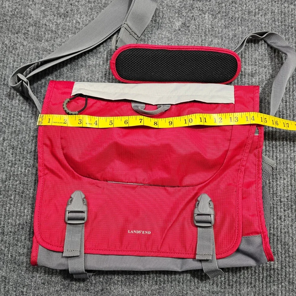 Lands' End Messenger Bag Kids OS Red School Laptop Satchel Buckle Utility